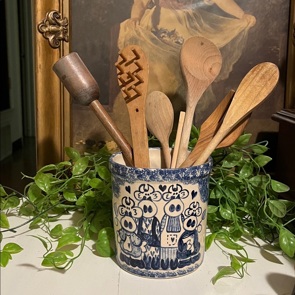 POTTERY COWS Sponge ware KITCHEN MAKEUP BRUSH HOLDER - HandPainted - CMP Snd Vtg - Picture 7 of 7